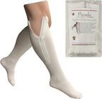 Presadee Original White 20-30 mmHg Firm Compression Leg Zipper Closed Toe Socks (S/M)