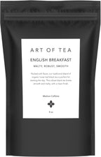 Art of Tea Organic English Breakfast Loose Leaf Black Tea, 4oz Refill Bag, Premium Whole Leaf Breakfast Tea, Smooth & Malty full bodied Black Tea, Strong Morning Tea for Hot Tea & Milk Tea