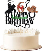 Happy birthday Cake Topper,Western Cowboy 6th Cake Decorations, Little Cowboy,Boy Girl Glitter Birthday Decorations,Rodeo Party Decorations