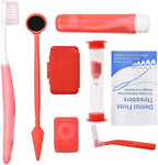 Angzhili Portable Orthodontic Toothbrush Kit for Orthodontic Patient Orthodontic Care Kit for Braces Interdental Brush Dental Wax Dental Floss Toothbrush Box Oral Care Kit Dental Travel Kit(Red)