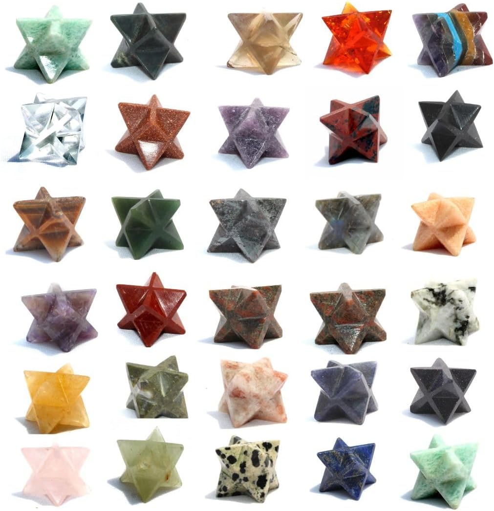 Jet International Jet Mix 1 Inch Merkaba Star Free Booklet Crystal Therapy Healing Spiritual Divine India A++ Crystal Therapy Geometry (Set of 5)