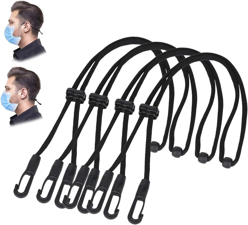 HX AURIZE Mask Extender Strap Extra Long Adjustable Black 4 Pcs