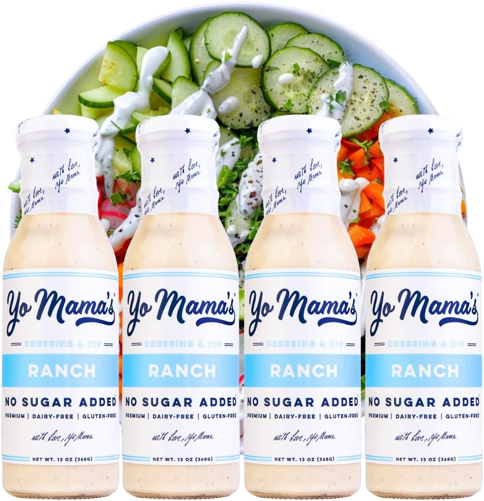 Yo Mama's Foods Keto Ranch Salad Dressing and Dip - Pack of (4) - Low Carb, Low Sodium, and Gluten-Free