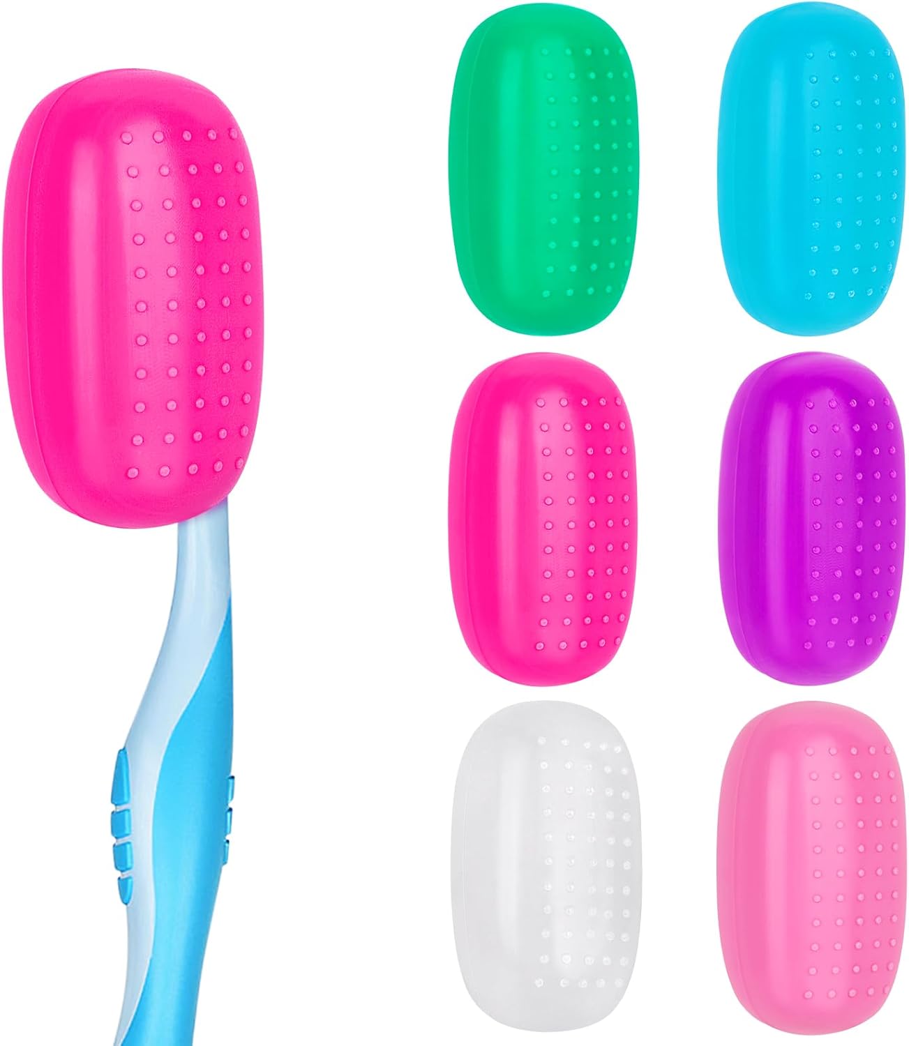 Hxezoc 6 Pack Travel Toothbrush Head Covers, Toothbrush Protector Cap Portable Silicone Cover for Household Travel, Camping, Bathroom, School, Business