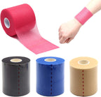 OBTANIM 4 Rolls Foam Underwrap Bandage Pre-Wrap Sports Tape for Athletic Elbow Knees Ankles, Latex Free (Skin Color, Black, Blue, Red)