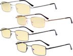 Eyekepper 4 Pack Reading Glasses Blue Light Blocking Memory Titanium Bridge Computer Readers