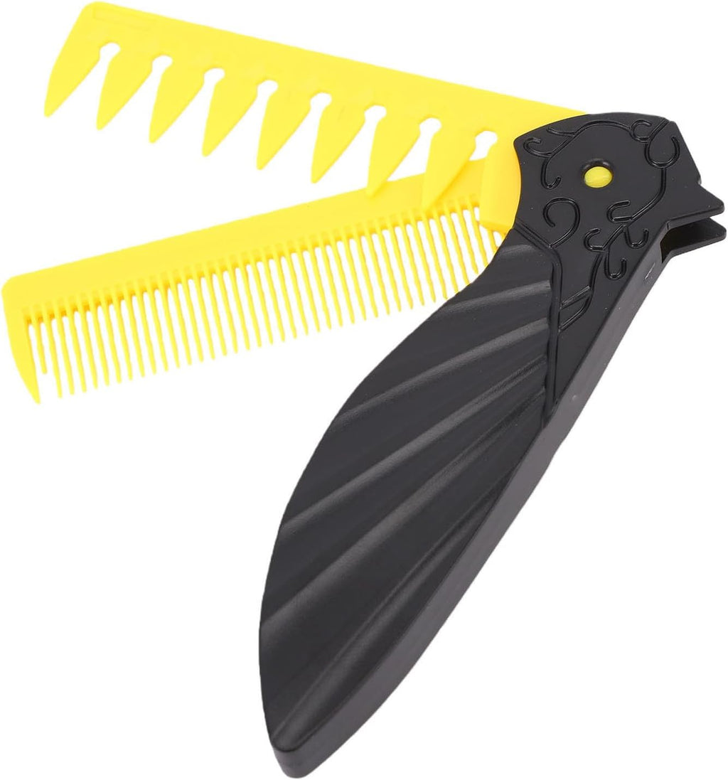 BRRNOO Folding Comb for Men, 180 Degree Foldable Hair Comb with Wide and Fine Teeth, Dual Function Design for Hair and Beard Care, Portable Pocket