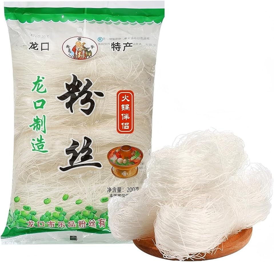 7.05oz Longkou Vermicelli Rice Noodles,Authentic Asian Made From Mung Bean Noodles,龙口粉丝,Quick Cook (3 Minutes)