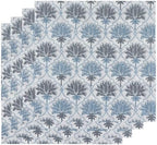 Indian Printed 100% Cotton Cocktail Napkins, Set of 4 20X20 Indian Wedding Decor (Blue and Gray)