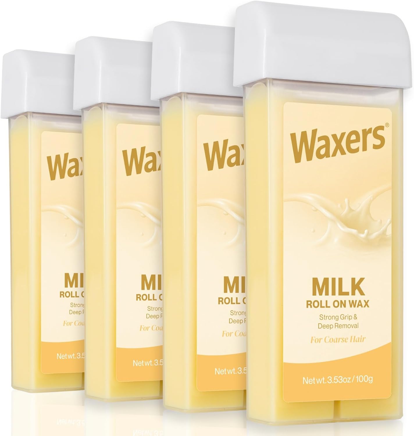 Roll on Hair Removal Wax Refill Cartridge for Women Men Milk Roller Waxing Depilatory for Legs Arms at Home 4 Pack