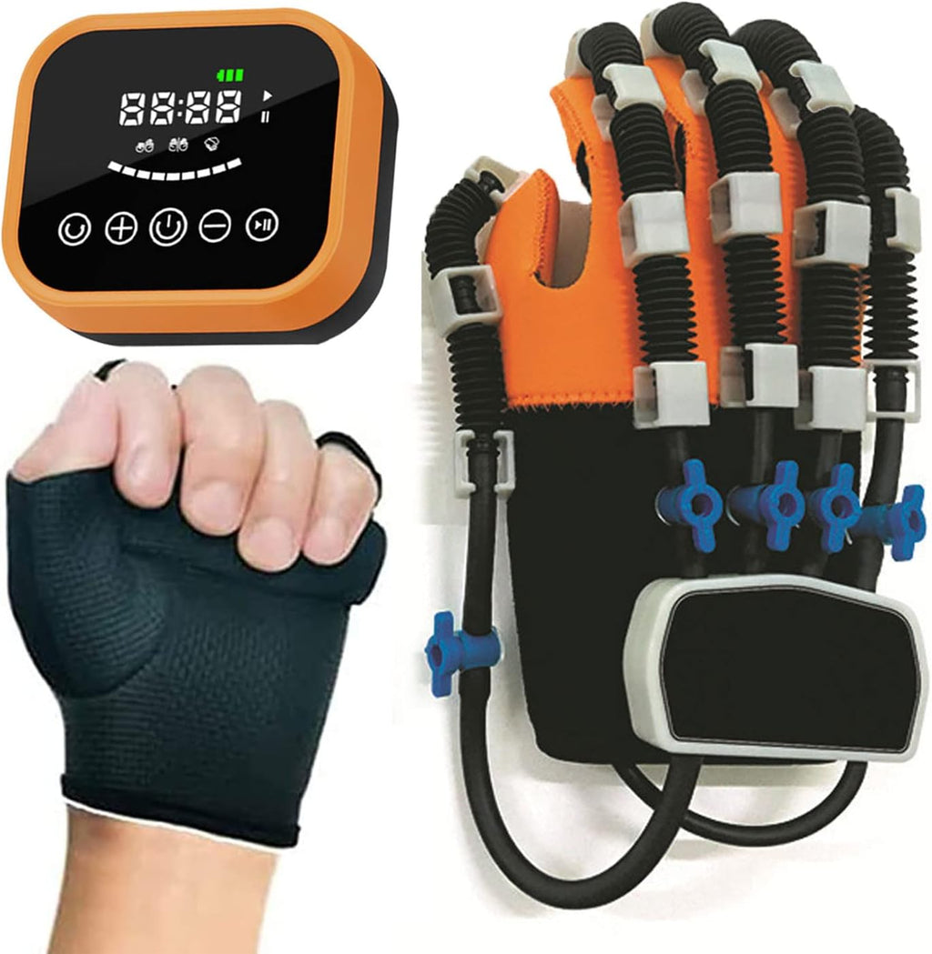 Rehabilitation Robot Gloves for Stroke Hemiplegia, Finger Straightening Brace Guard Protector for Patients with Hand Dysfunction, Smart Splint Auxiliary Gloves(Size:Right-XL)