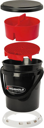 Shurhold 2464 Deluxe One Bucket System - Ultimate Cleaning Kit with 5 Gallon Bucket, Grit Guard, Lid, and Storage Caddy, Black