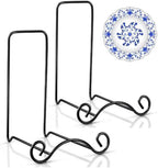 Baderke Wrought Iron Bowl Deep Platter Stand Detachable Metal Scroll Display Rack Easel Metal Bowl Display Stand Decorative Holder Dish Picture Easel(Black,2 Pcs)