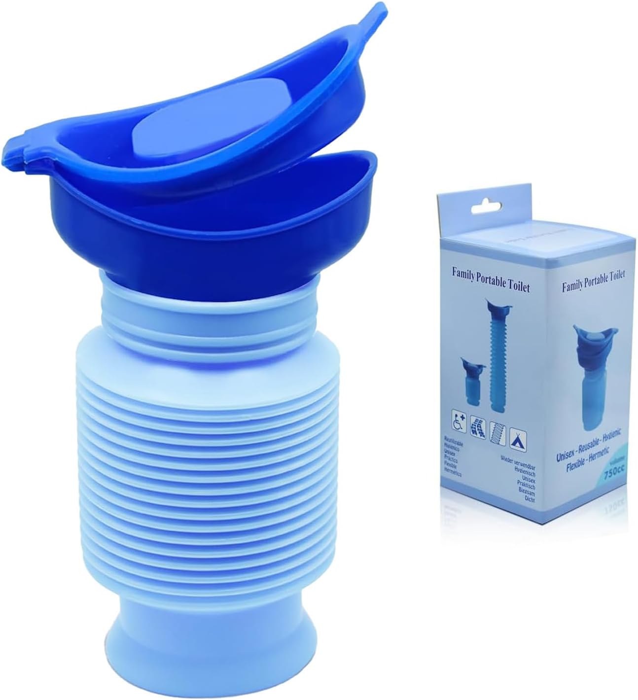 750ML Emergency Urinal, Pedestal Urinal, Pocket Toilet for Men Women, Pee Bottles with Sealed Lid Collapsible Portable Urinals for Camping Travel Car Traffic