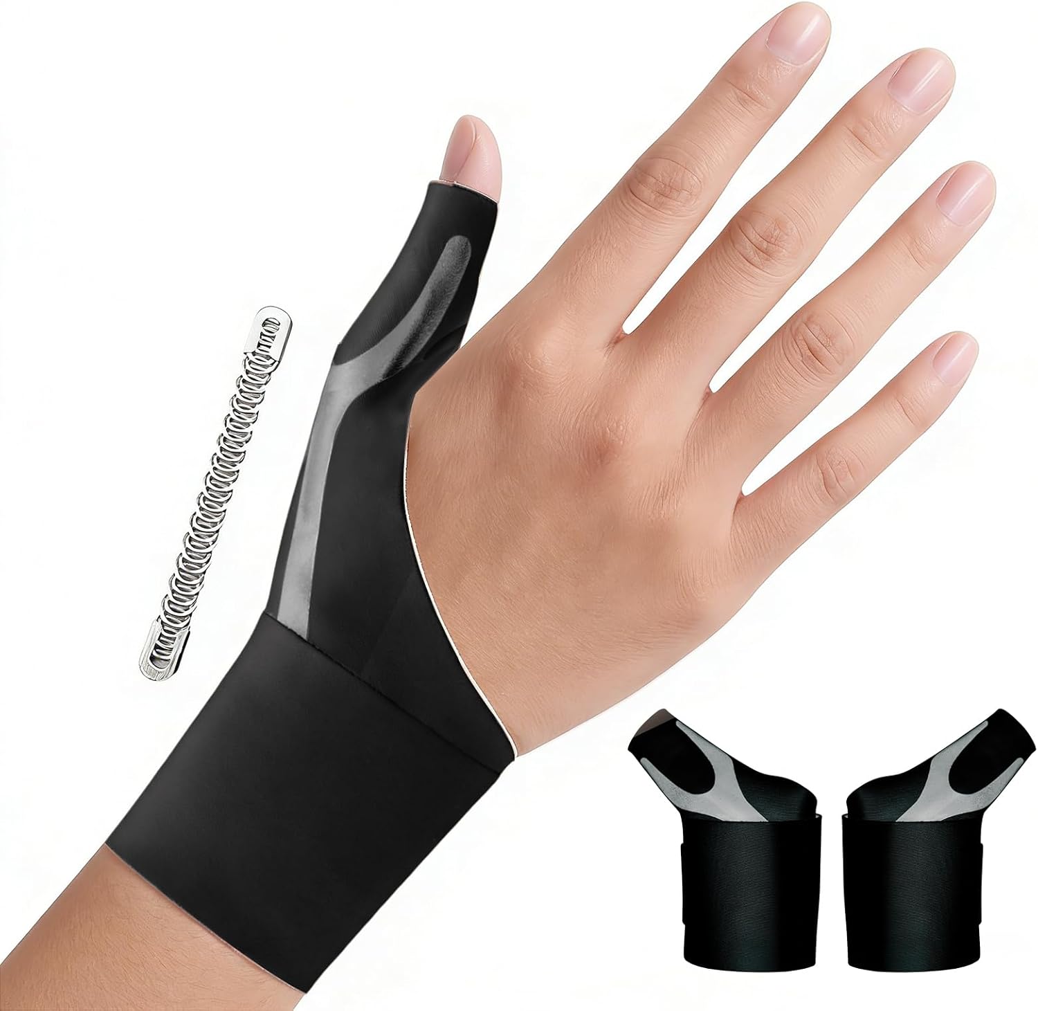 Thumb Wrist Brace 1 Pair for Arthritis Pain Relief, Thumb Spica Splint for Trigger Thumb, De Quervain’s Tenosynovitis & Tendinitis, Waterproof Adjustable Compression Stabilizer Support for Men Women Left Right Hand（M, Black）
