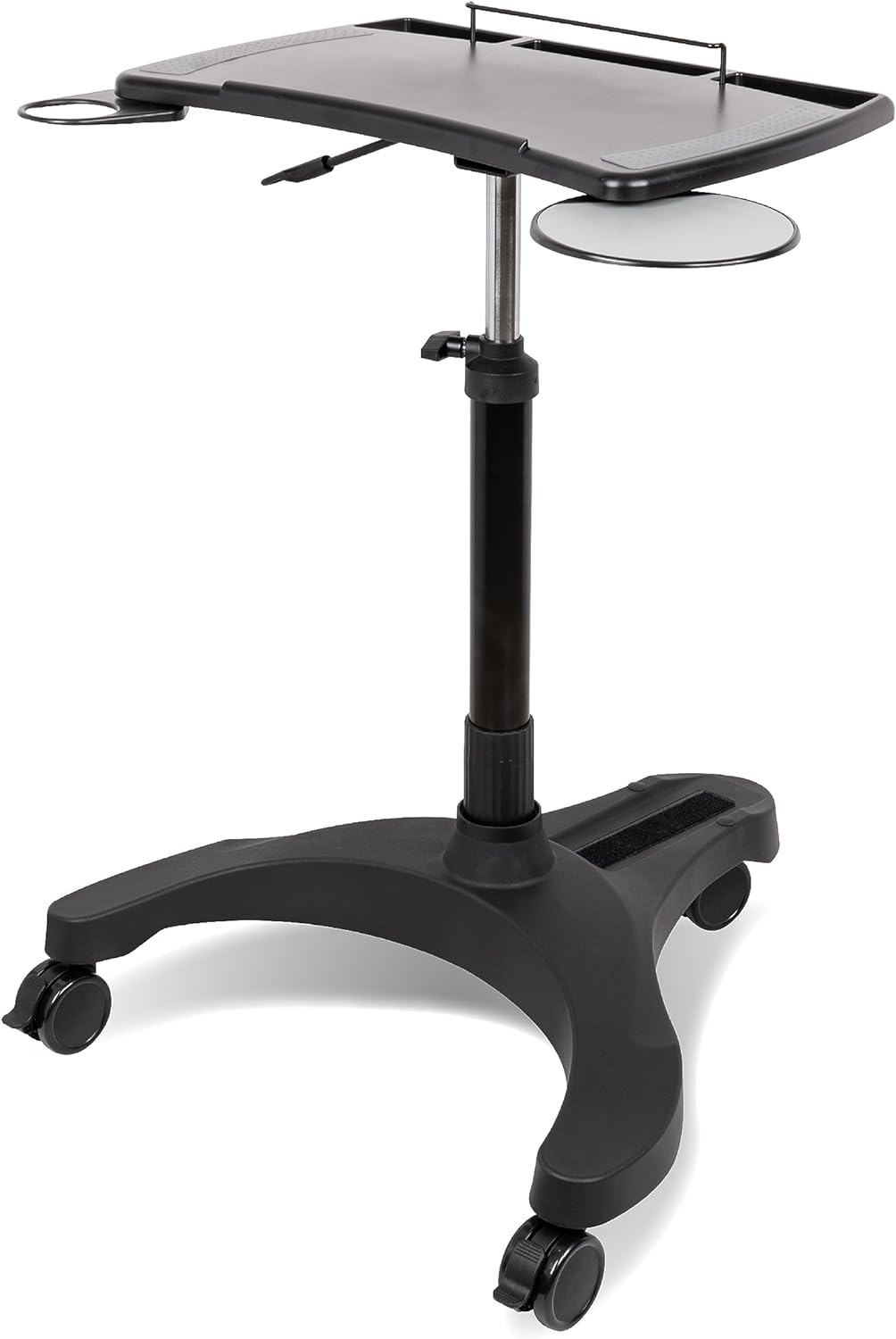 EHO Mobile Laptop Standing Desk Carts on Wheels with Stationery Storage, Pneumatic, Height Adjustable Rolling Stand, Sit to Stand Computer Cart, Workstation for Home, Office, Medical and School