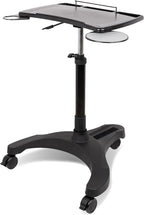 EHO Mobile Laptop Standing Desk Carts on Wheels with Stationery Storage, Pneumatic, Height Adjustable Rolling Stand, Sit to Stand Computer Cart, Workstation for Home, Office, Medical and School