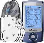 MEDVICE Dual Channel Rechargeable Tens Unit Muscle Stimulator - 2nd Gen 16 Modes & 8 Upgraded Pads for Natural Pain Relief & Management - FDA Cleared Electric Pulse Impulse Mini Massager Machine