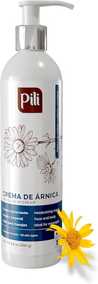 Pili Arnica Cream 8.4 oz. Deep Hydration & Soothing Relief for Dry, Rough Skin & Discoloration. Lightweight Face, Hand & Body Moisturizer, Non-Greasy & Fast Absorbing