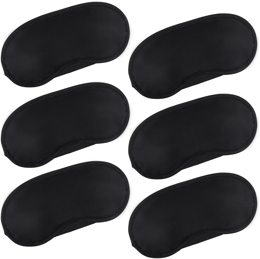 6 Pcs Eye Mask Sleep Masks Bulk Soft Breathable Blackout Eye Cover for Side Sleeper, Black Blindfold Sleeping Mask with Adjustable Straps for Travel Blindfold Meditation Nap Women Men Kids