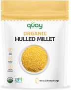 Quay Naturals Organic Hulled Millet, 2.5 lbs, USA Grown, Non-GMO, Gluten-Free, Whole Grain, Easy to Digest, Vegan-Friendly