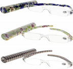 Women Multi-Colors Rimless Slim Same Tube Case Reading Glasses