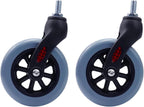 2 Pack 5 Inch Wheelchair Front Wheels Replacement with Front Fork Drive Front Castor Solid Replacement Wheels for Wheelchairs, Rollators, Walkers(Gray, 5 Inch)