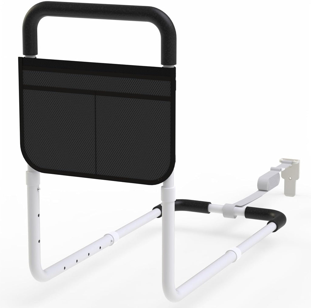 Bed Rails for Elderly Adults Safety, Bed Handle Bedside Assist, Adult Bed Rails for Seniors, Adjustable Bed Bar with Storage Pocket & Fixing Strap, Bed Cane Fits Twin, Queen, Full, King Bed