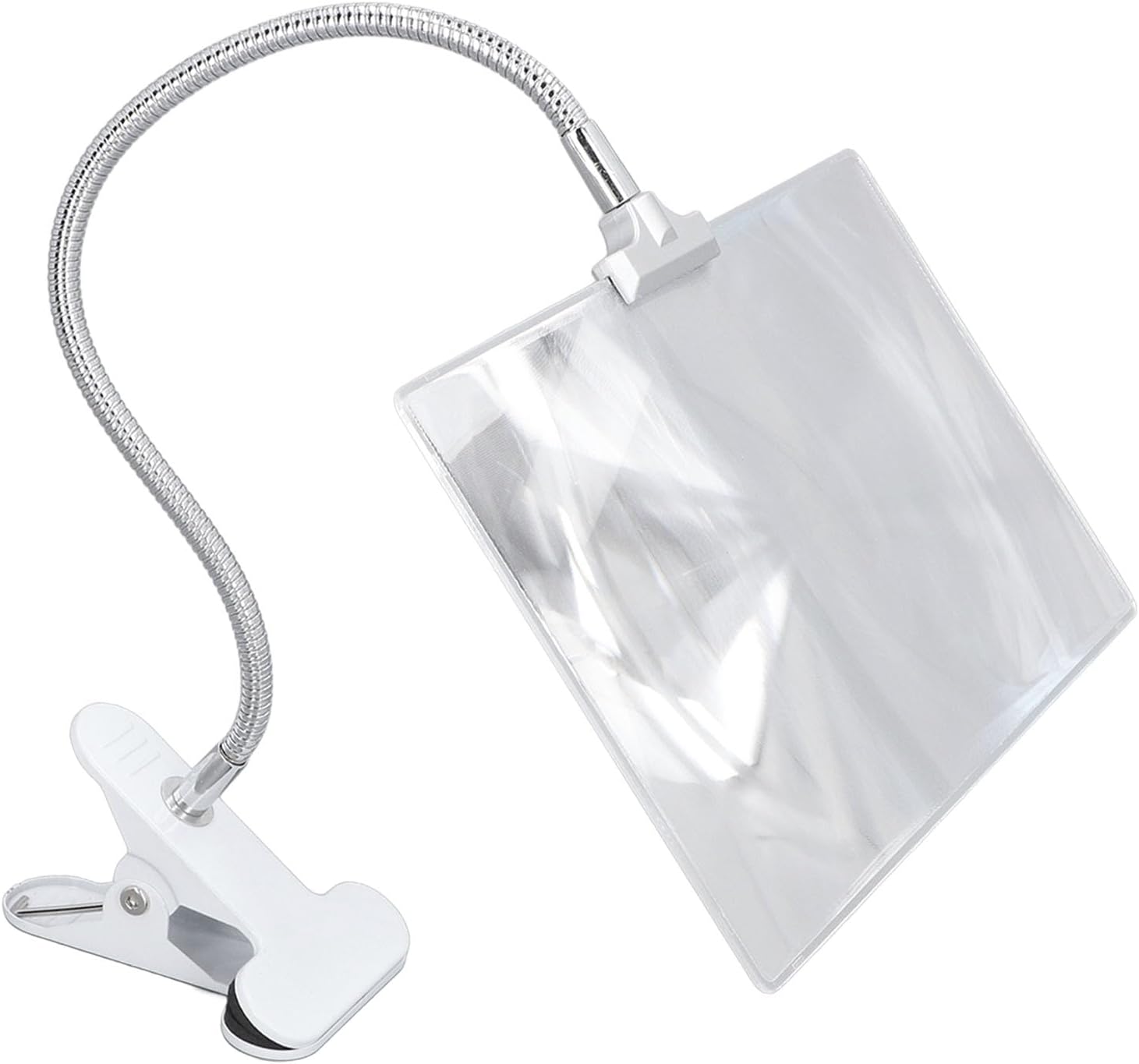 4X Magnifying Glass with Clip, 5.7x10in Large Magnifying Glass with Adjustable Flexible Gooseneck, Large Page Magnifier for Reading Books, Sewing, Crafts, for Low Vision Seniors