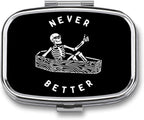 Metal 2 Compartment Pill Organizer Travel Friendly Portable Compact Pill Box Cute Pill Case,for Pocket Wallets Daily Portable Medicine Vitamin Tablet Storage (Better)