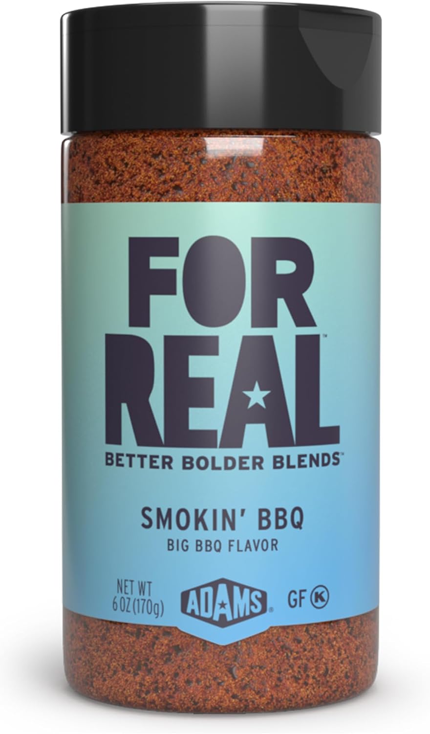 FOR REAL Smokin' BBQ Seasoning - Bold BBQ Spice Blend with Chili, Garlic & Paprika - Gluten Free, Kosher, No Seed Oils or MSG - Ideal for Ribs, Chicken & Salmon - 6oz