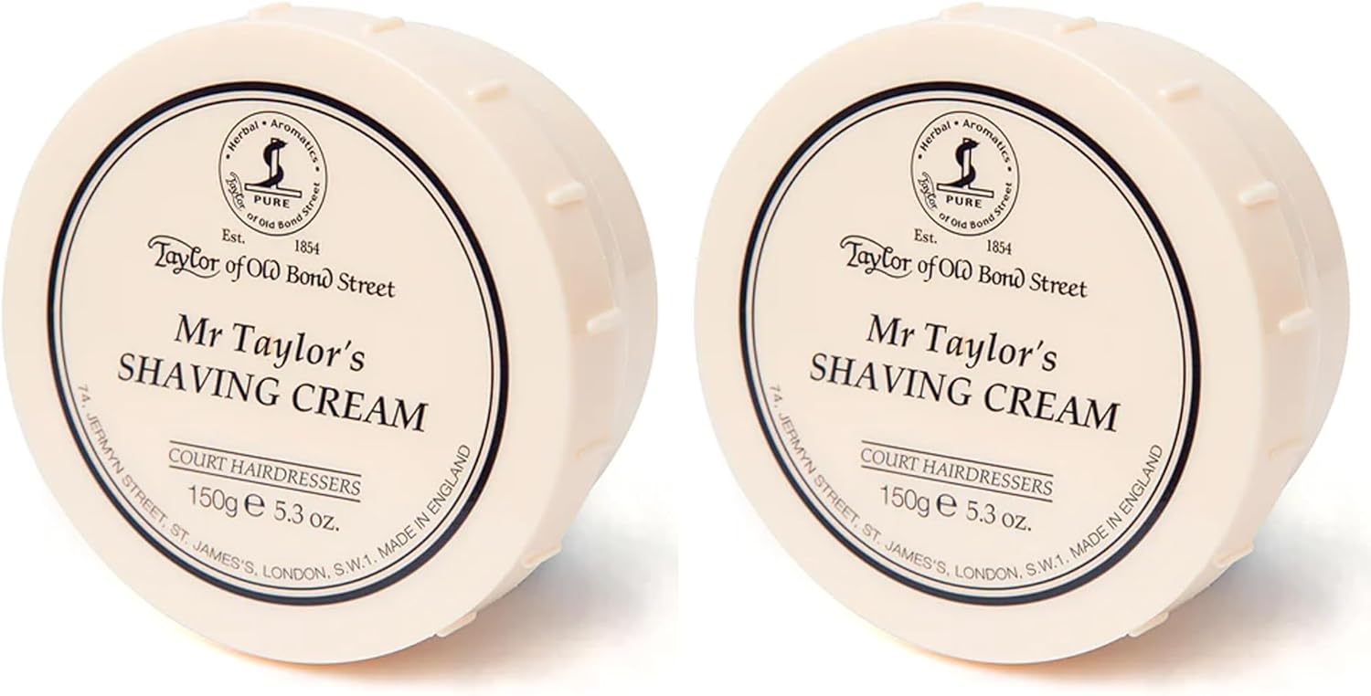 Taylor of Old Bond Street Mr Taylor Fragrance Shaving Cream Bowl 150g (2-Pack) – Rich Lather for Traditional Shaving