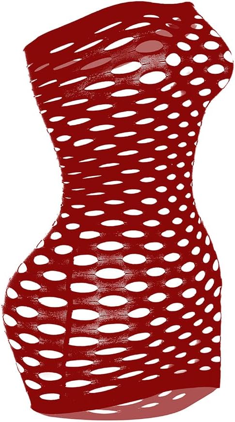 Sexy Womens Strapless Fishnet Lingerie Sleepwear Mini Dress Tube Chemise Bodysuit One Size