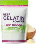 Premium Unflavored 300° Bloom Beef Gelatin Powder 8oz (226g) | Thickening Agent | Grenetina en Polvo Sin Sabor | Swiftly Solidifies, Stabilizes, and Enhances for Culinary & Baking Endeavors. IMPORTED FROM MEXICO (4oz)