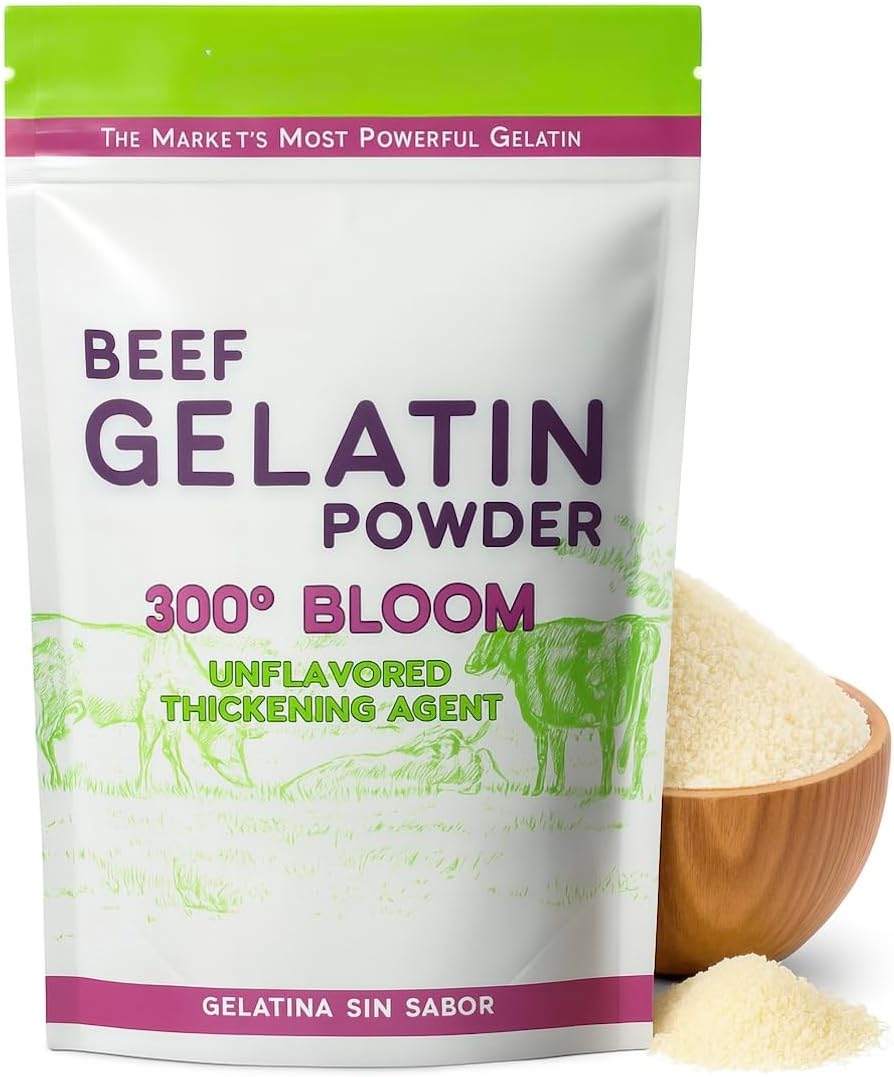 Premium Unflavored 300° Bloom Beef Gelatin Powder 8oz (226g) | Thickening Agent | Grenetina en Polvo Sin Sabor | Swiftly Solidifies, Stabilizes, and Enhances for Culinary & Baking Endeavors. IMPORTED FROM MEXICO (4oz)