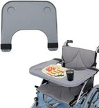 Wheelchair Tray Table - Removable Wheelchair Desk Lap Board Eating Aid for Nursing Patient, Fits Wheelchair Arms of Distance 18" - 20" (Grey)