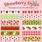 12 Rolls Strawberry Washi Tape Sweet Red Berry Decorative Masking Tape Set Summer Fruit Wrapping Paper Tapes for Scrapbook Journal DIY Art Crafts