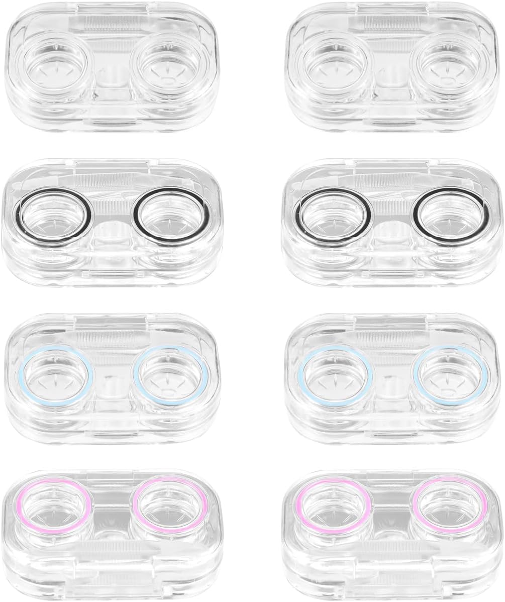 EXCEART Transparent Lens Cases 8-Pack Portable Sealing Contact Lens Holders Mini Clear Flip-Top Storage Boxes for Daily Eye Care and Travel