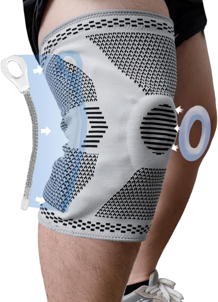 King Mills Plus Size Knee Sleeve 3XL/4XL, Knee Brace for Women Plus Size with Patella Gel Pad & Side Stabilizers, Compression Sleeve for Pain Relief, Arthritis, Workout, Sports. Gray
