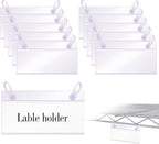 ELEMGULY Basket Label Holders, 40PCS Plastic Basket Label Clips with Easy Button Lock Design, Wire Shelf Label Holder Wire Rack Display Holder Price Sign for Home Market (40pcs Label Paper Included)
