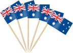 AhfuLife Australian Flag Toothpick Australia Flags, 100 Pcs Australia Flags Cupcake Toppers, Mini Australian Flag Cocktail World Cup Party Decorations