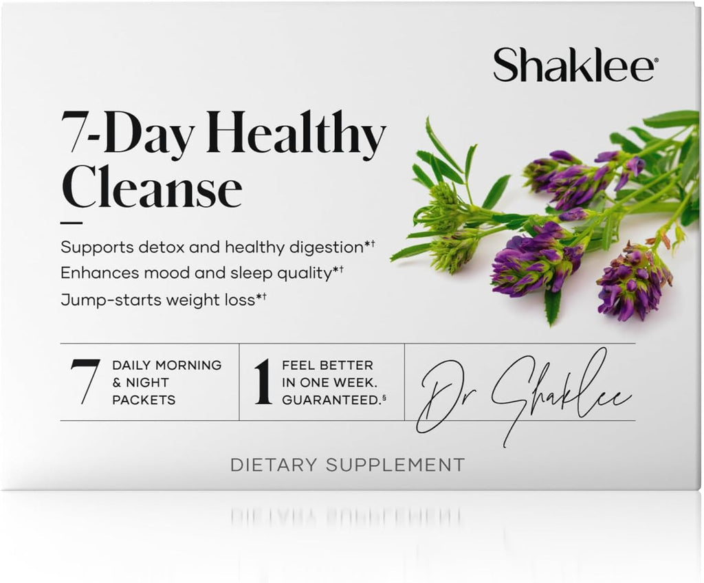 Shaklee - 7-Day Healthy Cleanse: Complete System Reset, and Energy Boost - With Probiotics, Liver Support, and Herbal Cleanse - Step-by-Step Guide - 7 Daily Morning & Night Packets