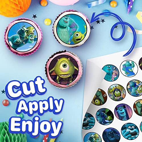 30 x Edible Cupcake Toppers Themed of Monsters Inc 2 Collection of Edible Cake Decorations | Uncut Edible on Wafer Sheet
