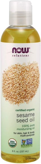 NOW Foods Solutions, Organic Sesame Seed Oil, 100% Pure Moisturizing Oil for Skin and Hair, with Vitamins, Minerals and Phytonutrients, 8-Ounce