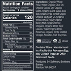 Garlic & Herb Bagel Chips NY Style Bagel Crisps. Organic, Vegan, Kosher. From the artisans of Schwartz Brothers Bakery. Baked Fresh. Twice Baked. 8 ounce container. Great Snack. Delicious. Pack of 2.
