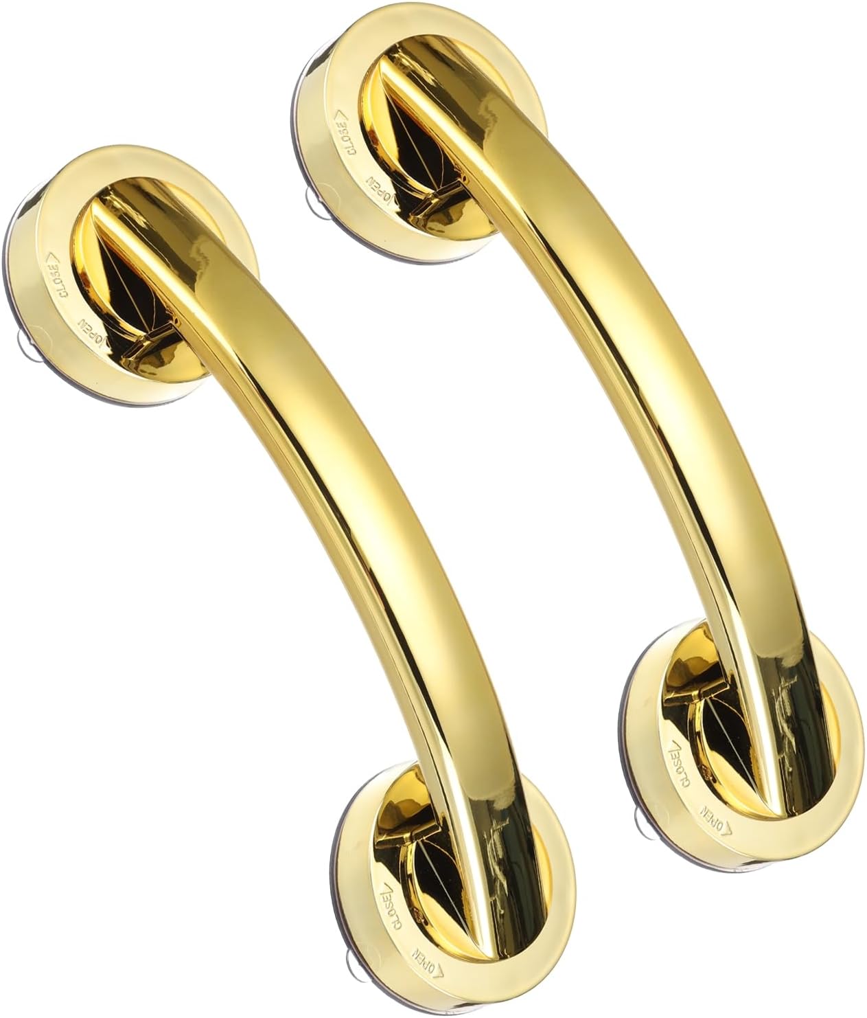 uxcell 2pcs Grab Bars for Bathtubs and Showers, 7.6" Mirror Glass Door and Window Handles Powerful Shower Suction Cup Anti-Slip Safety Bars for Senior Shower Chairs Gold