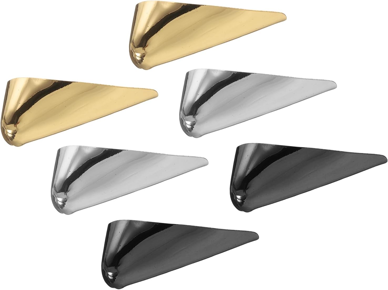 uxcell 6Pcs Metal Shoes Pointed Protector High Heel Toe Caps Cover Durable Shoe Tip Cover Pointed Shoe Head Tips Cap for Shoe Protection Repair, Shoe Protection (Gold/Silver/Black, 30mm)