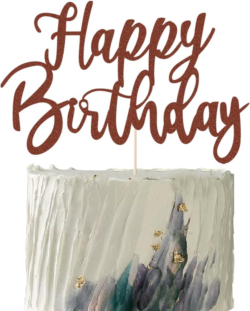 Handmade Glitter happy birthday Cake Topper, Happy Birthday Cake Bunting Decor,Birthday Party Decoration Supplies (brown)