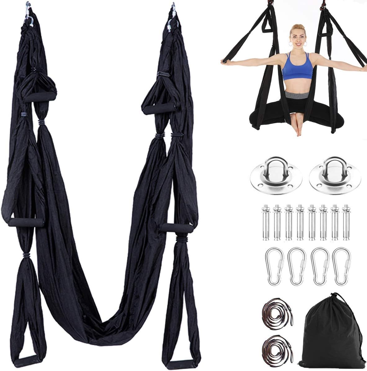 Aerial Trapeze Yoga Hammock Kit - Ultra Strong Antigravity Yoga Flying Sling Inversion Swing Tool Set