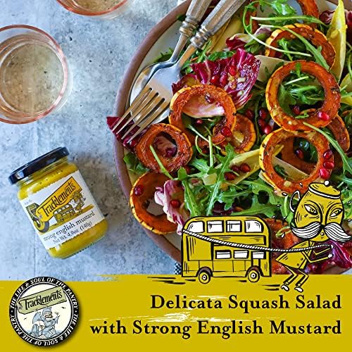 TRACKLEMENTS - Strong English Mustard - Spicy Hot Yellow Mustard, Condiments for Recipes - Sauce Goes with Steaks & Burgers - Gluten Free, VEGAN, Non-GMO - 4.94oz Jar - Pack of 6